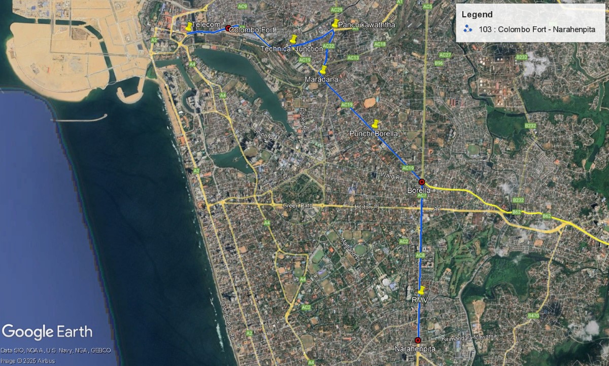 103 : Colombo Fort to Narahenpita Bus Route