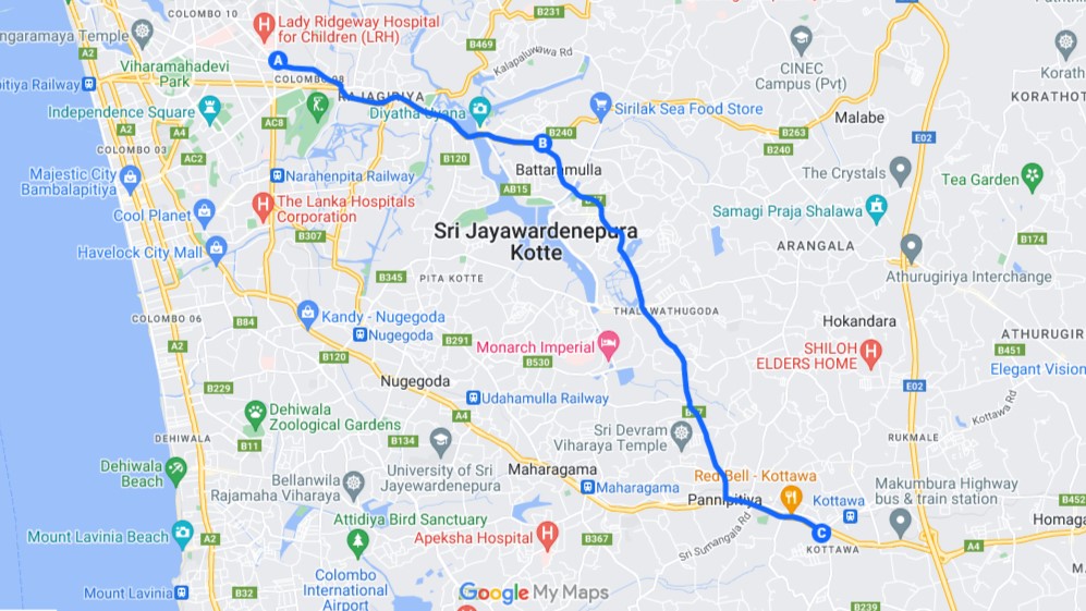 174 : Borella to Kottawa Bus Route